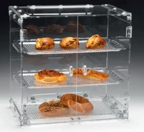 3 KATLI KAPAKLI,POLYCARBONAT TEPSİLİ TEŞHİR STANDI 45*31*h46 cm