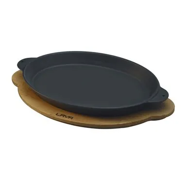 FAJİTA TAVASI 18X24 KULPLU OVAL AHŞAP ALTLI - LV AS 143