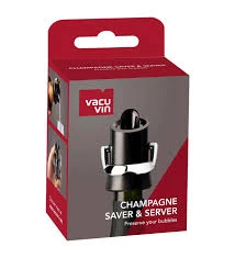 Vacu Vin Şampanya Kilit, Ağızlı ve Damla Korumalı, Siyah