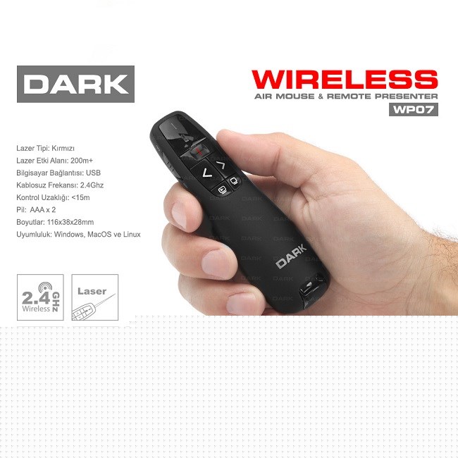 Dark (DK-AC-WP07) Sunum Kumandası Kırmızı Lazerli