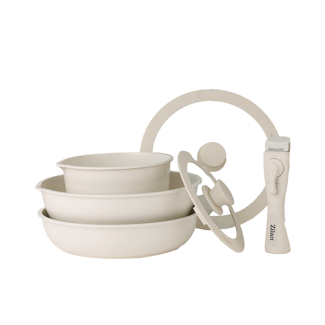 ZLN0965 8 Parçalı Tencere Seti (Beige Chef)