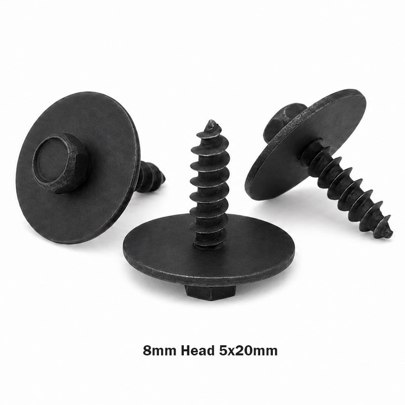 Altıgen Başlı Pullu Vida Siyah 5X20mm 8mm Baş BMW 07149213164 Mini 2 3 5 6 7 8 i3 i8 X1 X2