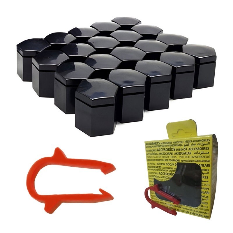 M17 Bijon Kapağı Seti Kısa 17x26mm Siyah Universal 13160976 6006065 1Z0601173 20 Adet + Sökme Aparatı