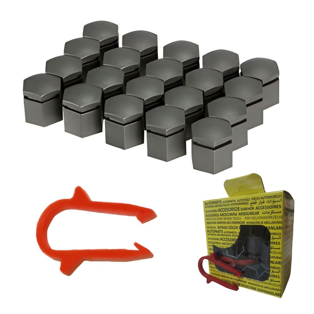 M17 Bijon Kapağı Seti Kısa 17x26mm Gri Universal 13160976 6006065 1Z0601173 20 Adet + Sökme Aparatı