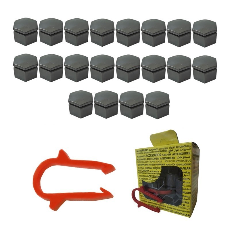 M22 Bijon Kapağı Seti 22x21mm Gri Universal 13283158 6008962 20 Adet + Sökme Aparatı